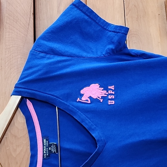 EUC US Polo Assn: V-Neck Sneaker T-shirt Dress, Royal Blue & Pink, Medium - Picture 2 of 7